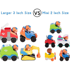 Blippi 3" Vehicles 4-Pack Toy Playset - Construction Excavator, Mobile, Fire Engine, Garbage Truck - Officially Licensed - Easter Basket Stuffer Gift for Preschoolers, Kids, Boys & Girls - 3+