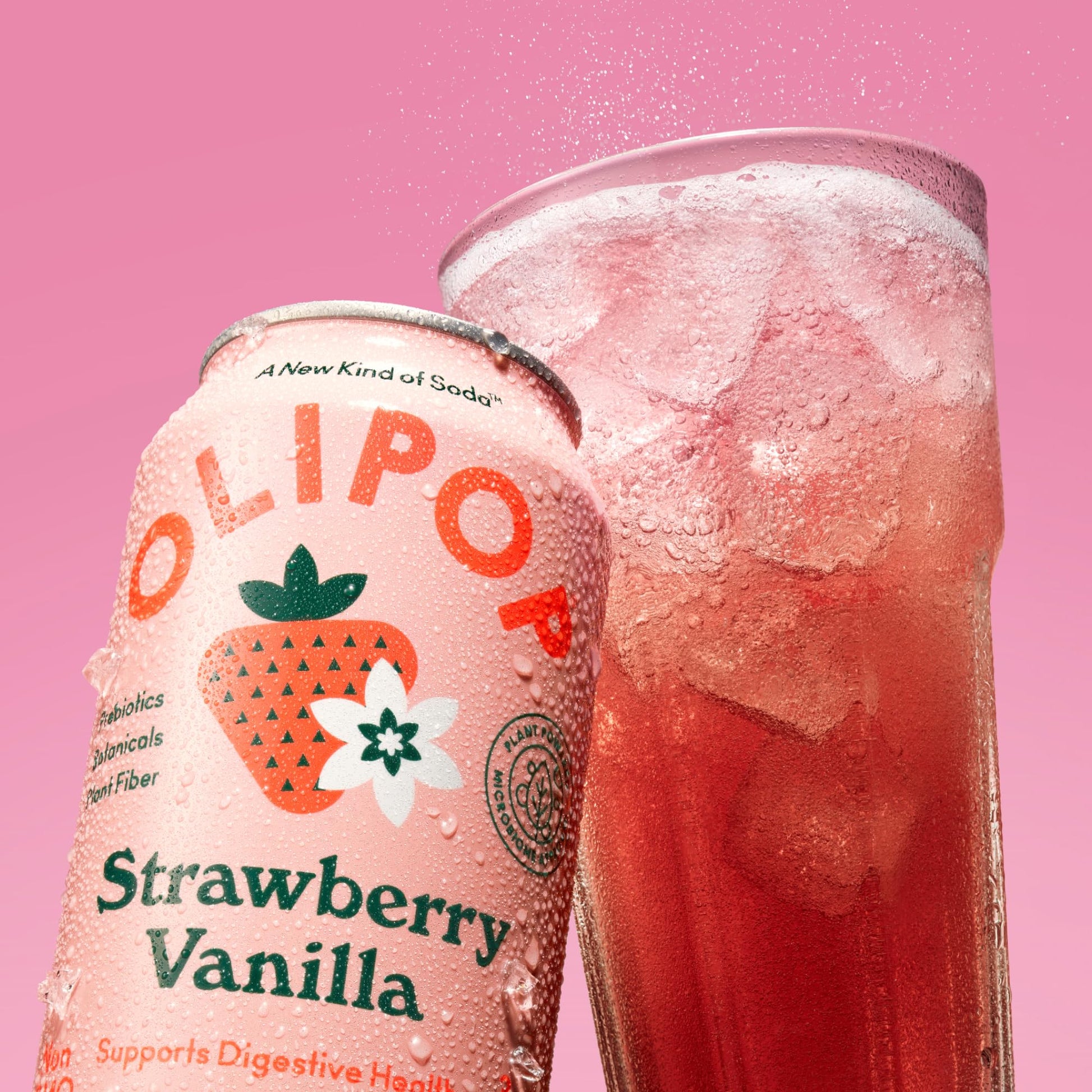 Buy now OLIPOP Prebiotic Soda Pop, Strawberry Vanilla, Prebiotics, Botanicals, Plant Fiber, 12 fl oz (4 Cans) at indiglob india