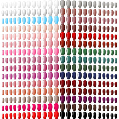 Maitys 720 Pieces 30 Sets Medium Square Press on Nails Glossy Fake Nails Solid Color Artificial Tips Full Cover for Women Girls Ballerina DIY(Classic Colors)