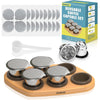 CAPMESSO Reusable Capsules for Nespresso OriginalLine, 6pcs Nespresso Refillable Pods Stainless Steel Coffee Pods Compatible with Nespresso Originaline Machine(6 Pods+100 Lids+ Wood Storage Tray) - 100 Silver Lids+ 6 Pods+ Wood Tray