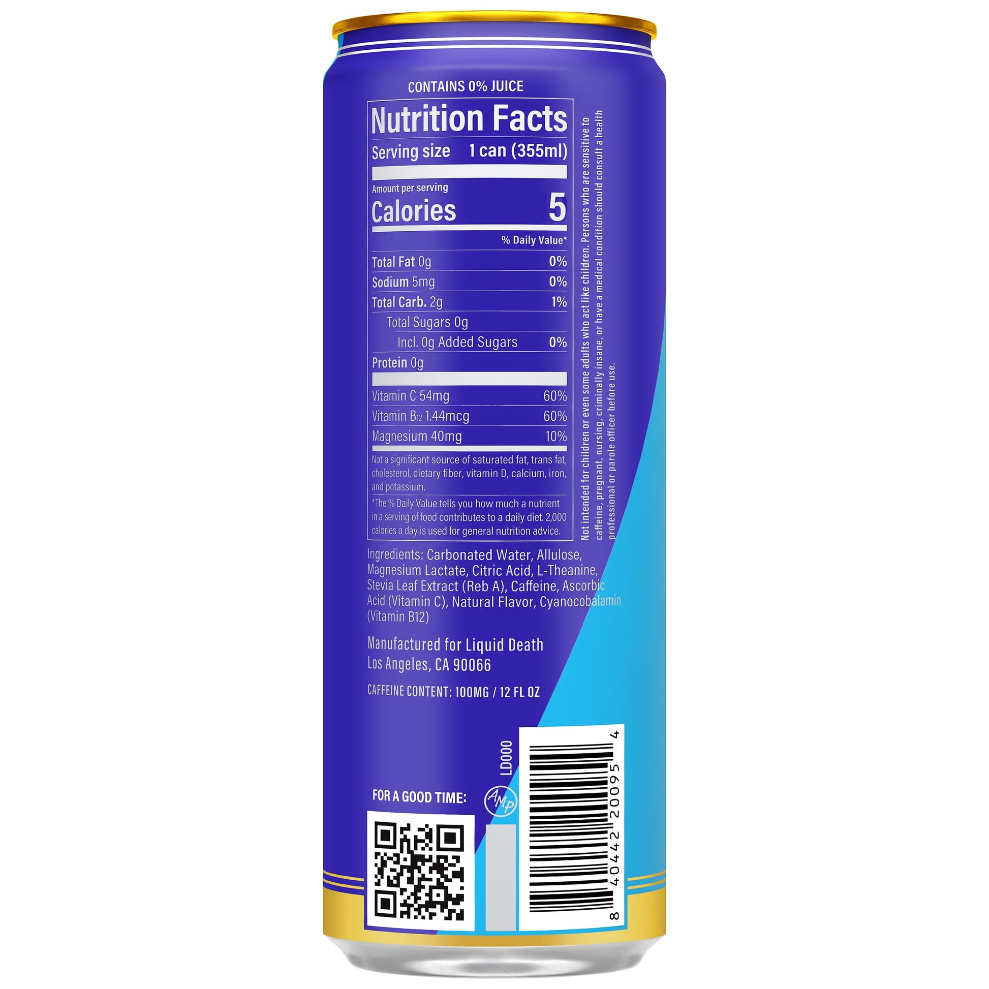 Buy now Liquid Death Sparkling Energy - Tropical Terror (Classic Piña Colada), Zero Sugar Energy Drink, Unextreme Caffeine 100mg, Essential Vitamins, 12 Fl Oz (Pack of 12) at indiglob india