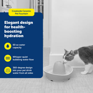 Buy now PetSafe Ceramic Pet Fountain ƒ?? for Cats and Small Dogs ƒ?? 60 Oz Water Capacity ƒ?? Whisper-Quiet Water Flow ƒ?? Great for Shy or Timid Pets ƒ?? Fresh, Filtered Water at indiglob india