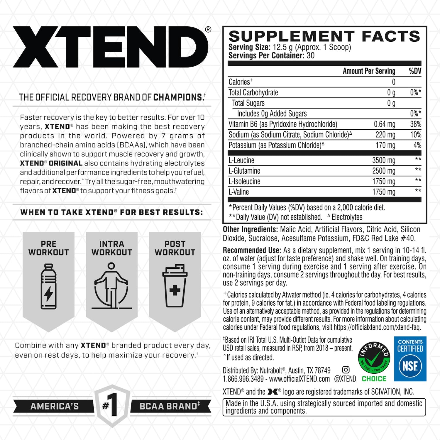 Buy now Xtend Original BCAA Powder 7g BCAA and 2.5g L-Glutamine, Sugar Free Post Workout Muscle Recovery Drink with Amino Acids for Men & Women, 30 Servings at indiglob india