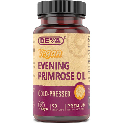 DEVA Vegan Evening Primrose Oil, Cold-Pressed, Unrefined, 90 Capsules, 1-Pack