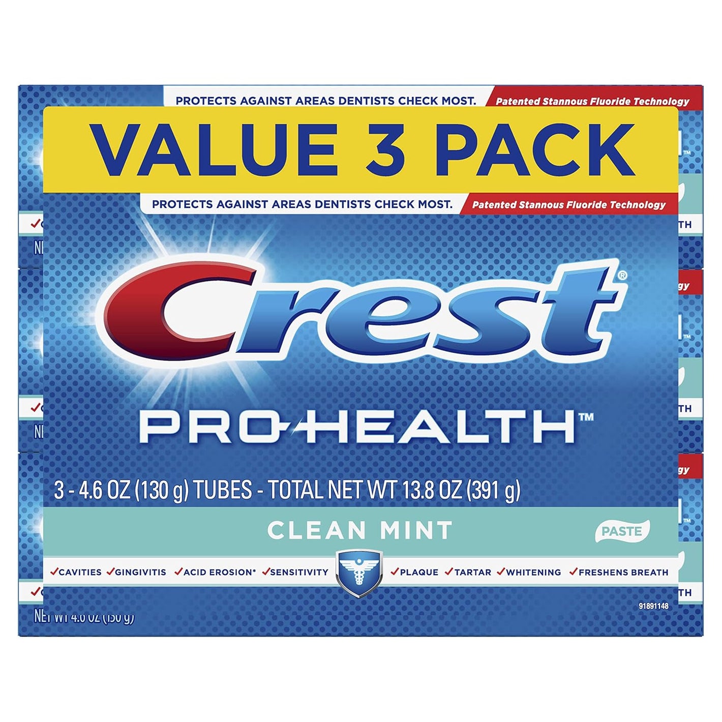 Crest Pro-Health Smooth Formula Toothpaste, Clean Mint, 4.6 oz, Pack of 3 (Packaging May Vary)