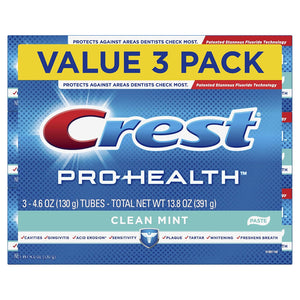 Crest Pro-Health Smooth Formula Toothpaste, Clean Mint, 4.6 oz, Pack of 3 (Packaging May Vary)