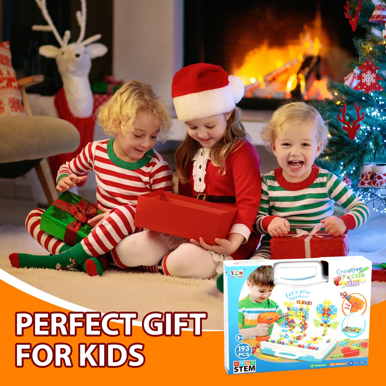 Buy now HAPTIME Design and Drill Toy, Building Toys for Kids Ages 3-8,STEM Toys for 3 4 5 6 Year Old,193 Pcs Electric Drill Toy,Magic Montessori Play Toolbox for Toddler Boys Girls Preschool at indiglob india