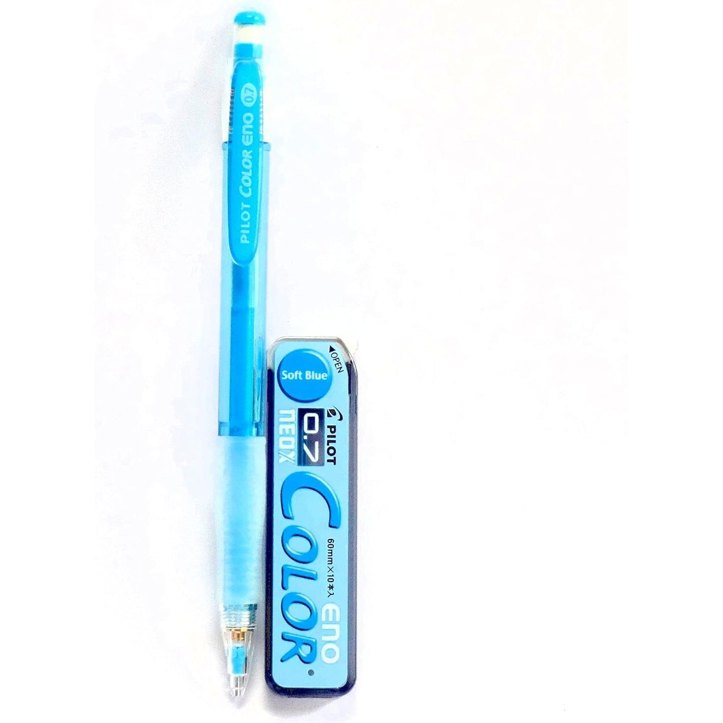 Pilot Color Eno Soft Blue Set, 0.7mm Mechanical Pencil + Mechanical Pencil Lead 0.7mm, Soft Blue, 10 Leads(Japan Import)