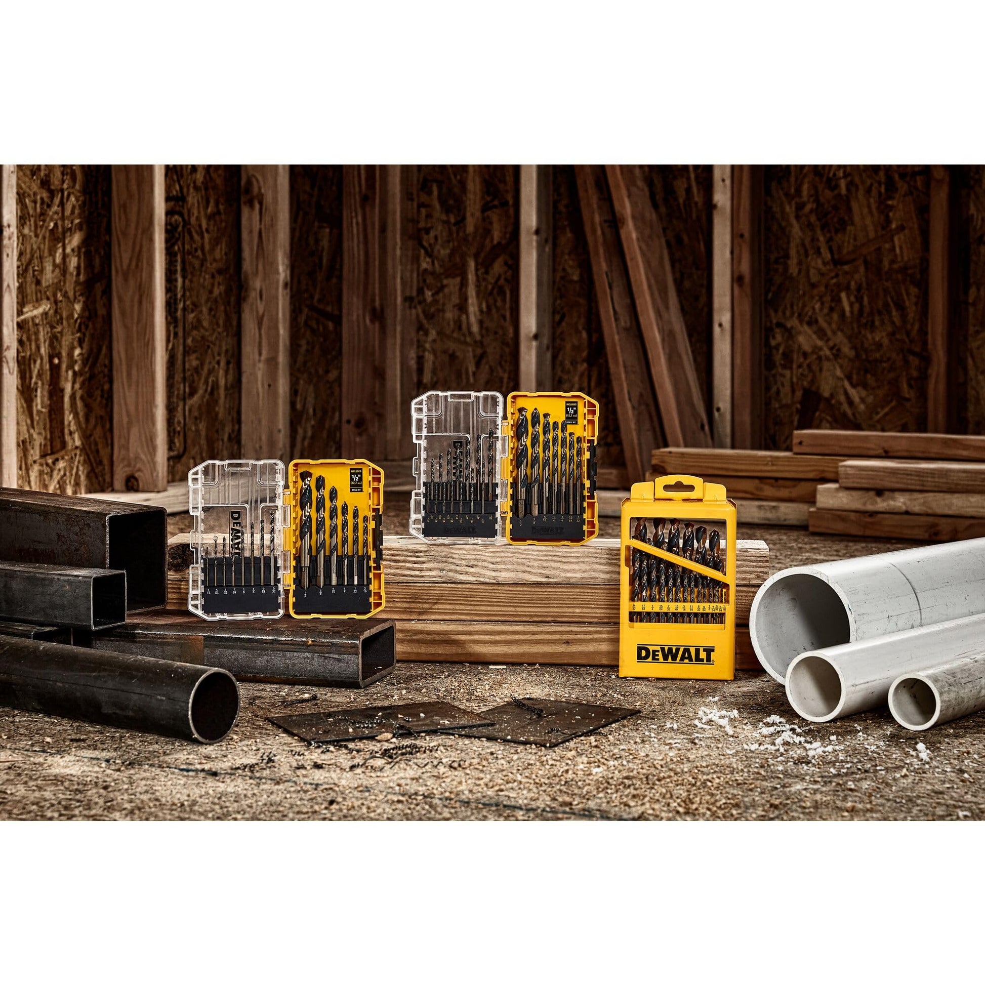 Buy now DEWALT Drill Bit Set, 3-Flats Shank,14-Piece, 135 Degree Split Point, for Plastic, Wood and Metal (DWA1184) at indiglob india