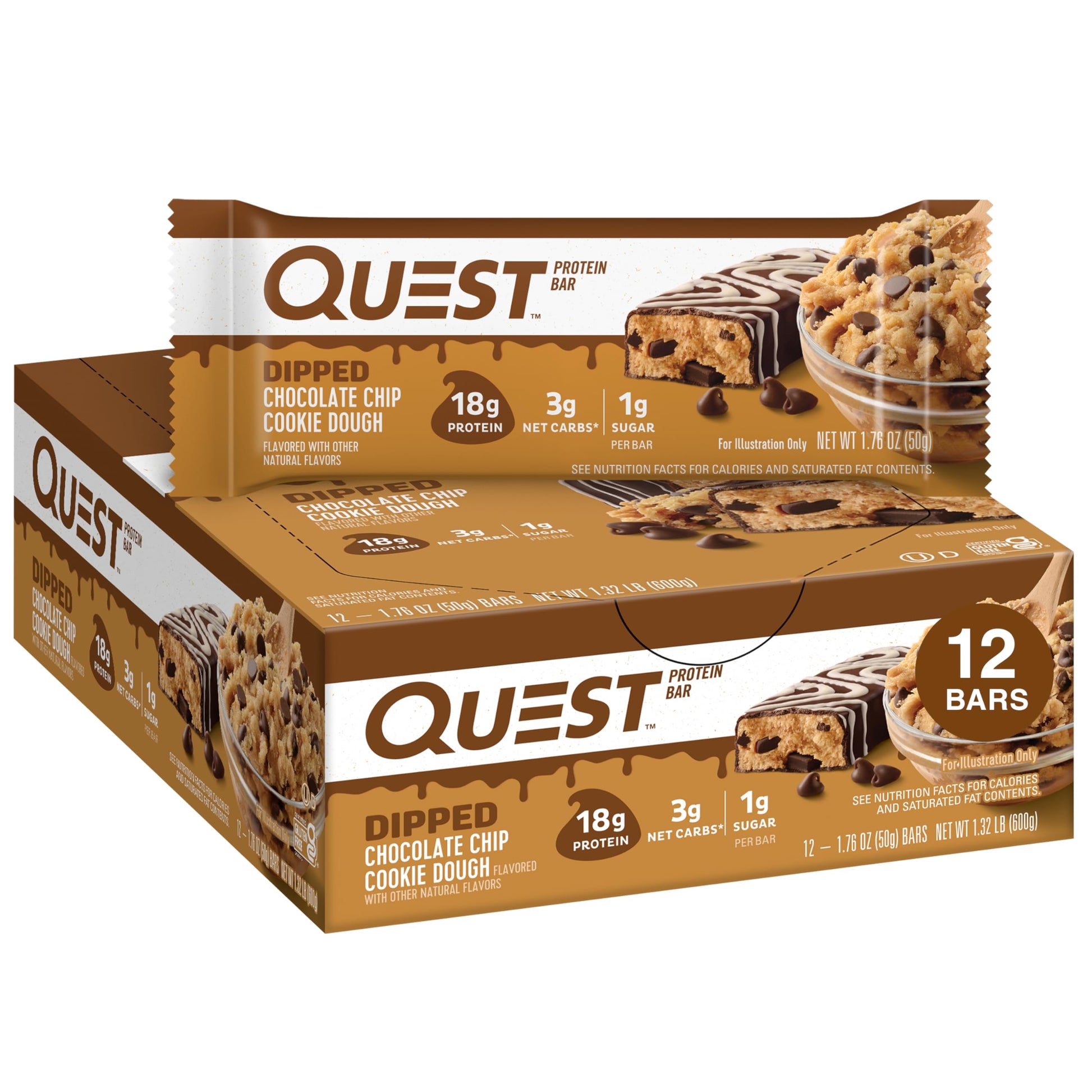 Buy now Quest Nutrition Chocolate Brownie Protein Bar, 20g Protein, 1g Sugar, 4g Net Carb, High Fiber, Gluten Free, 12 Count at indiglob india