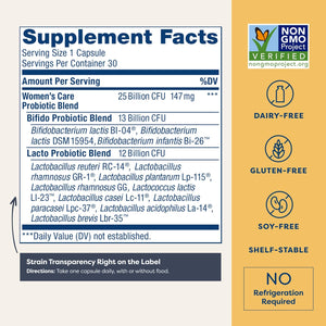 Renew Life Women's Probiotic Capsules, Supports pH Balance for Women, Vaginal, Urinary, Digestive and Immune Health, L. Rhamnosus GG, Dairy, Soy and Gluten-Free, 25 Billion CFU - 30 Ct