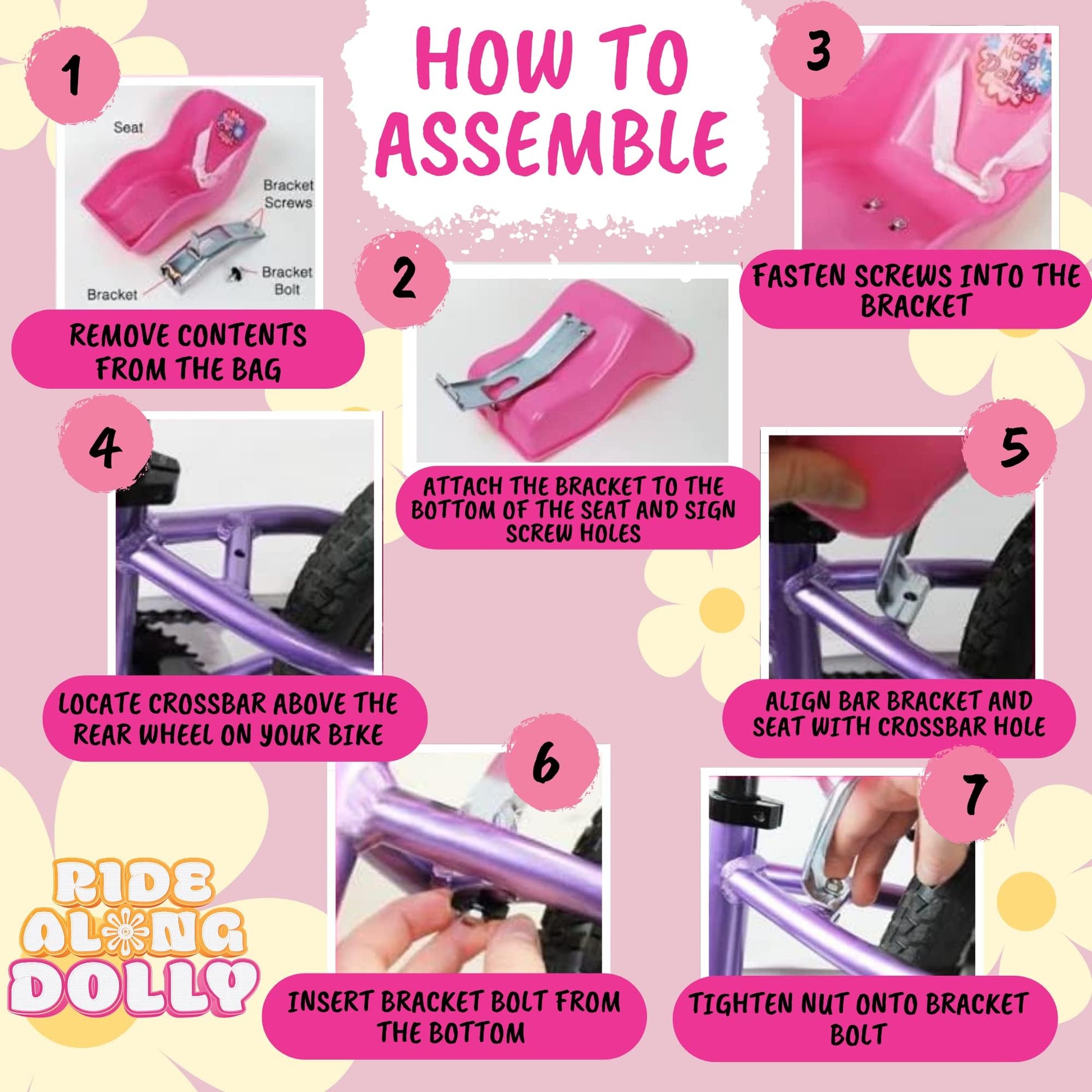 Buy now Ride Along Dolly Doll Bicycle Seat- The Original Bike Attachment for 18"-22" Dolls and Stuffed Animals- Decorate Yourself Decals Included, Fits Most Bikes, Birthday (Pink)- Christmas at indiglob india