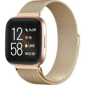 ZWGKKYGYH Metal Bands Compatible with Fitbit Versa 2/Versa Lite SE/Versa Band for Women Men, Royal Gold, Small