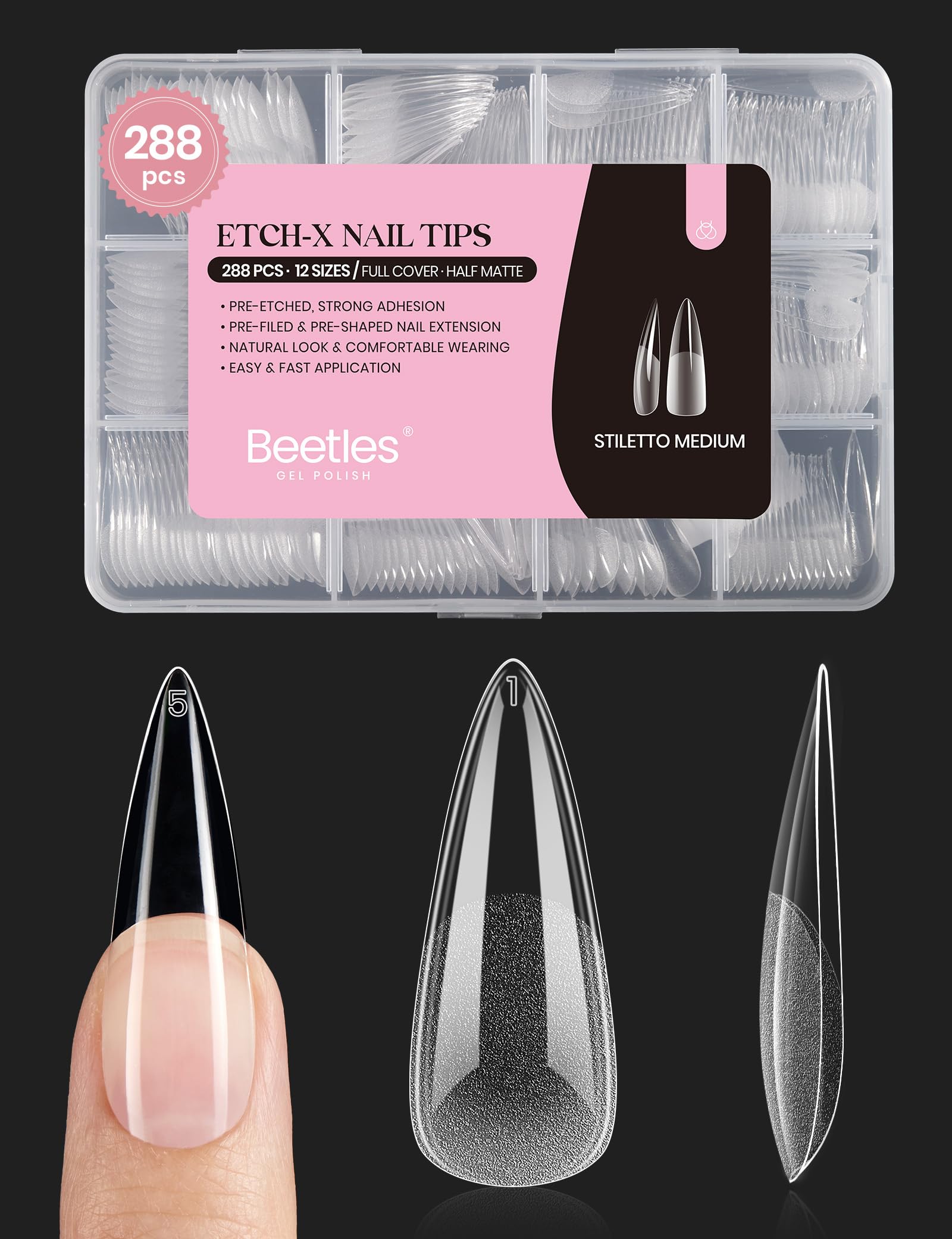 Buy now beetles Gel Polish 2Pcs 15ml Nail Glue Kit for Acrylic Nails, 5 in 1 Super Strong Brush in Nail Gel Glue for False Nails Tips and Gel Nail Polish Led Lamp Required 4-1-Stiletto Medium 288pc (sEtch X Nail Tips) at indiglob india