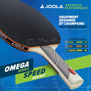 JOOLA Omega Speed - Table Tennis Racket for Advanced Training with Flared Handle - Tournament Level Ping Pong Paddle with Vizon Table Tennis Rubber- Designed for Speed