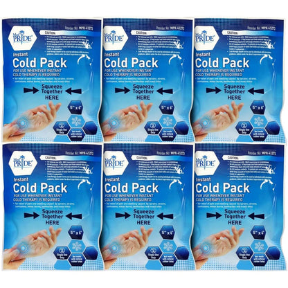 MED PRIDE Instant Cold Pack First Aid Kit Ice Pack for Injuries and Pain Relief, No Freezer Needed, 5in X 6in (6 Count (Pack of 1) Clear)