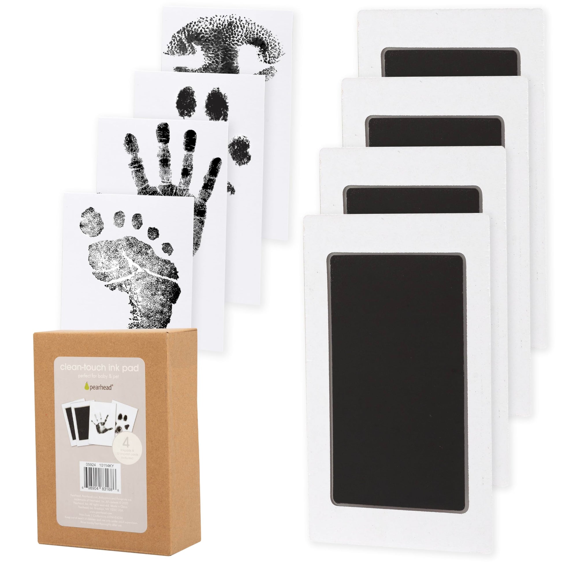 Buy now Pearhead Newborn Baby Handprint and Footprint Kit - No Mess Clean-Touch Ink Pad With Impression Cards, Safe for Skin, Perfect Keepsake for Family, Acid-Free, Black Black 4-Pack at indiglob india