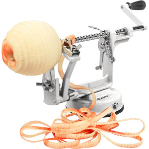 Apple Peeler and Corer - Durable, Heavy Duty Chrome Cast Iron with Powerful Countertop Suction, Hand Crank for Fruits, Apples, Potatoes or Veggies, Fall Picking Season and Holiday Pie Making Essential