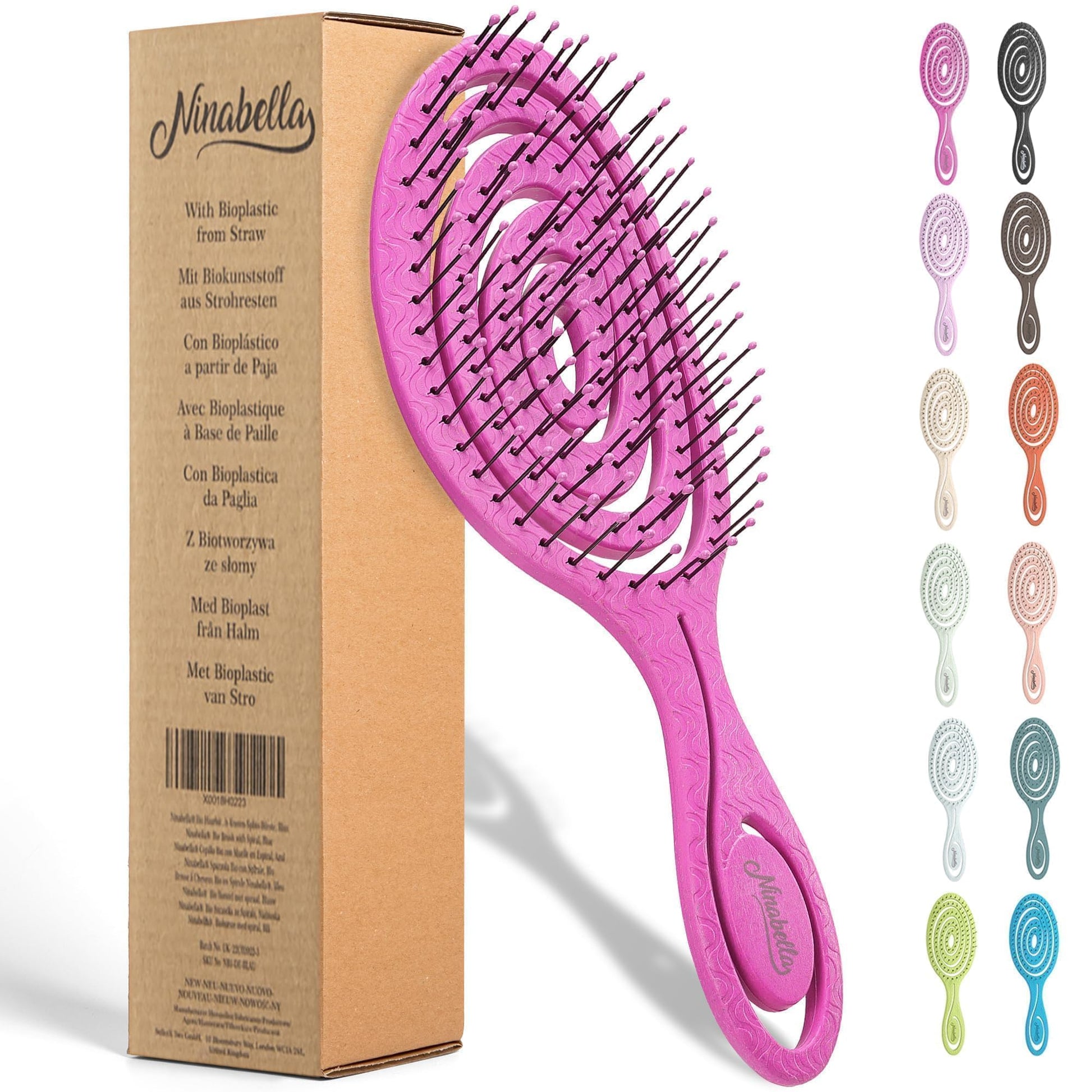 Buy now Ninabella Detangle Hair Brush for Women & Men - Does not Pull - Straightening Brushes for Straight & Curly Hair - Unique Spiral Detangling Hairbrush - Green Regular Pink at indiglob india