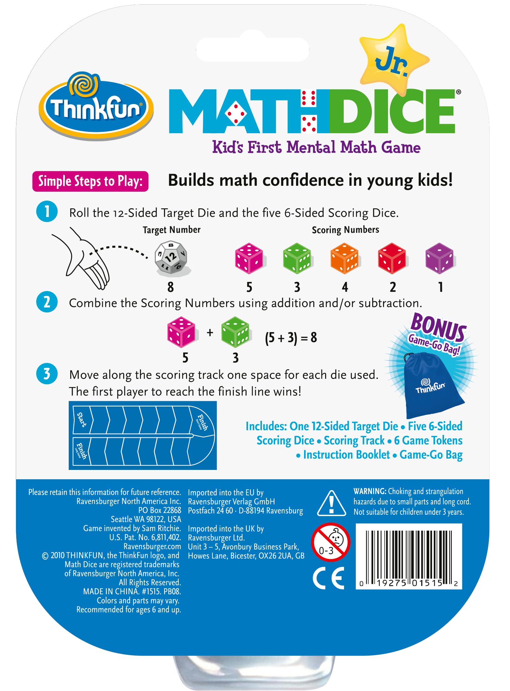 Buy now ThinkFun Math Dice Junior Game - Engaging Math Skills Builder | Perfect for Kids Aged 6+ | Aids in Mental Agility | Toy of The Year Nominee at indiglob india