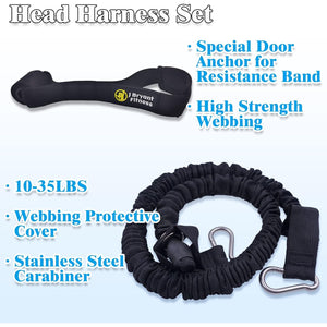 J Bryant Neck Harness Head - Weight Lifting with Resistance Tube Bands - Door Anchor Set Adjustable Neck Training Strap Exercise Equipment