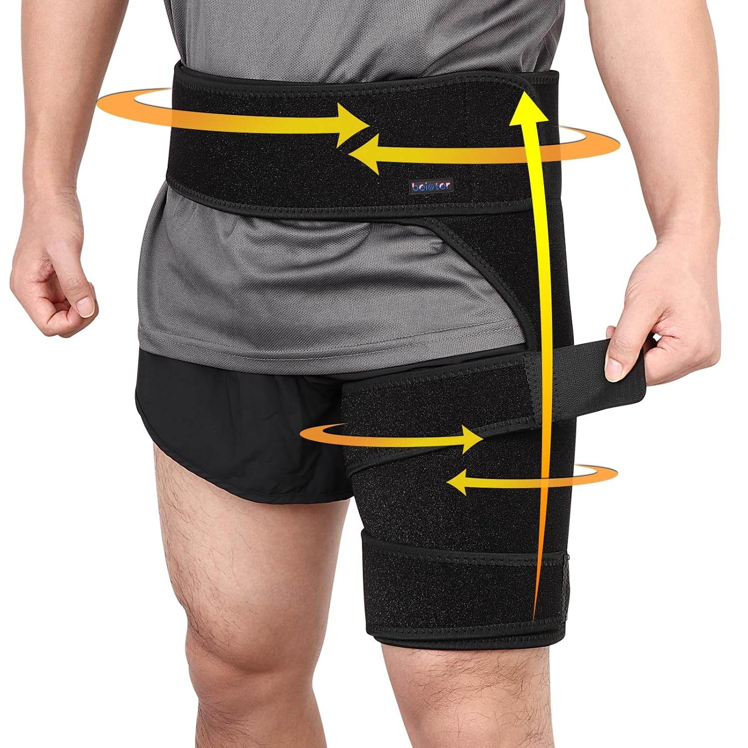 beister Men and Women Adjustable Hip Groin Stabilizer and Hip Brace for Sciatica Pain Relief, Thigh Leg Compression Support Wrap Sleeve for, Hip Joint Pain, Quad Hamstring Joints Recovery - My Store