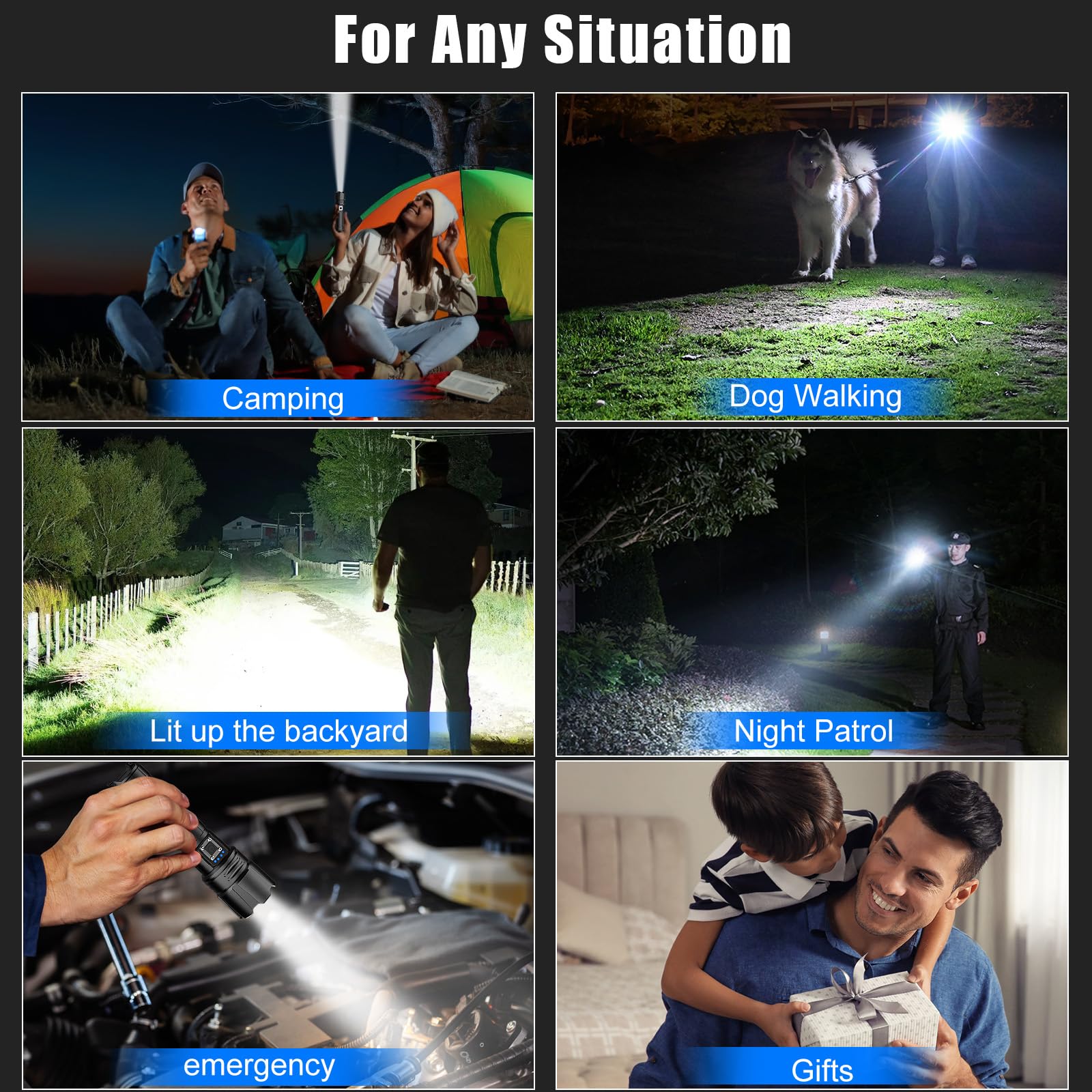 Buy now Goreit Super Bright LED Flashlight - 30W Output for 20000 Lumens & 3937ft Beam, USB-C Rechargeable with 12H Runtime, IP67 Waterproof Powerful Handheld Linternas for Home, Camping, Hiking, Emergency at indiglob india