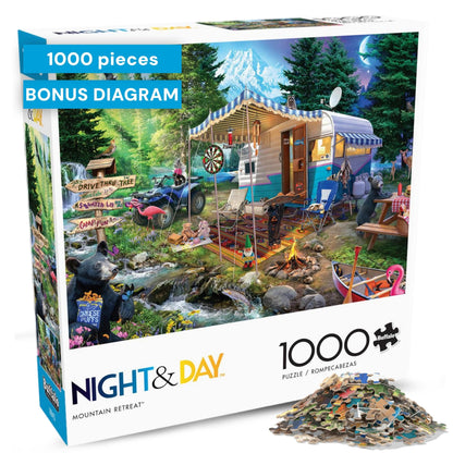 Buy now Buffalo Games - Mountain Retreat - Jeff Haynie - 1000 Piece Jigsaw Puzzle for Adults, Challenging and Colorful Camping Scene, Precision-Cut Pieces, Includes Full-Color Poster at indiglob india