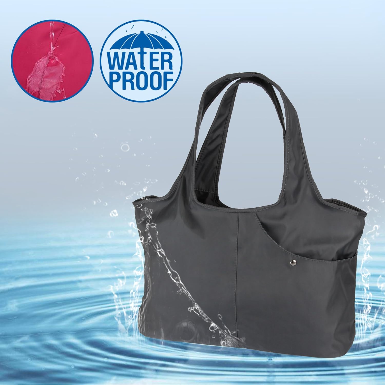 Buy now ZOOEASS Women Fashion Large Tote Shoulder Handbag Waterproof Tote Bag Multi-function Nylon Travel Shoulder(Grey) at indiglob india