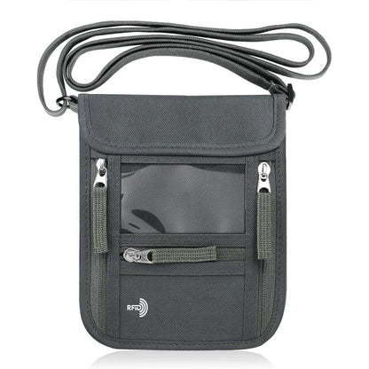 WALNEW Passport Holder Neck Pouch Travel Wallet for Women and Men, RFID Blocking Security Slim Traveling Wallet with Around Neck Lanyard Strap