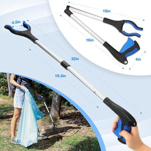 2025 Upgraded Reacher Grabber Pickup Tool, 32" Long Grabber Reacher Tool with Magnetic Tip, Trash Picker for Elderly Grab It Reaching Tool, Garbage Picker Upper, Litter Pick Up Grab Claw Grabber Stick