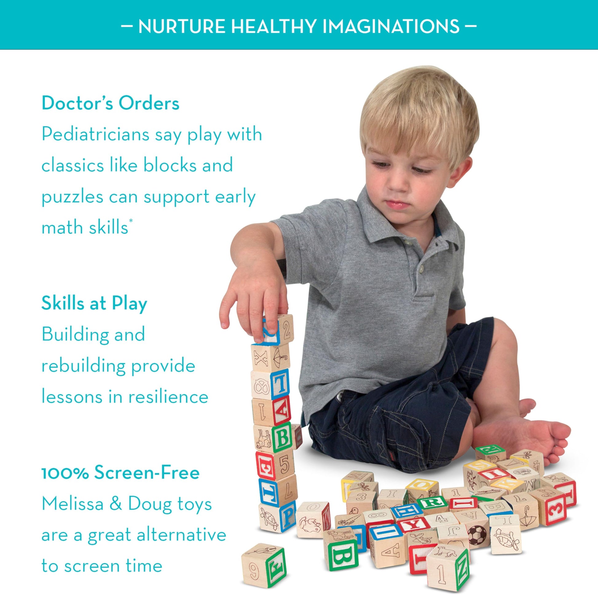Buy now Melissa & Doug Deluxe Wooden ABC/123 1-Inch Blocks Set with Storage Pouch (50 pcs) at indiglob india