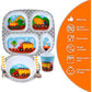 Bentology 5-Piece Construction Theme Mealtime Set - Includes Plate, Bowl, Utensils, and Glass - Dishwasher Safe, BPA Free, Cute Compartment Dish for Easy Self-Feeding