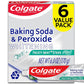 Colgate Baking Soda & Peroxide Toothpaste - Whitens Teeth, Fights Cavities & Removes Stains, Brisk Mint, 6 Ounce (Pack of 2)