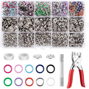 Clatoon 200 Sets Metal Snaps Buttons with Fastener Pliers Press Tool Kit for DIY Crafts Clothes Hats and Sewing (10 Colors,9.5mm)