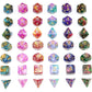 SmartDealsPro 6 x 7 Sets (42 pcs) Glitter Polyhedral Dice Sets with Pouches for DND RPG MTG Dungeon and Dragons Table Board Roll Playing Games D4 D8 D10 D12 D20 (6 Sets)