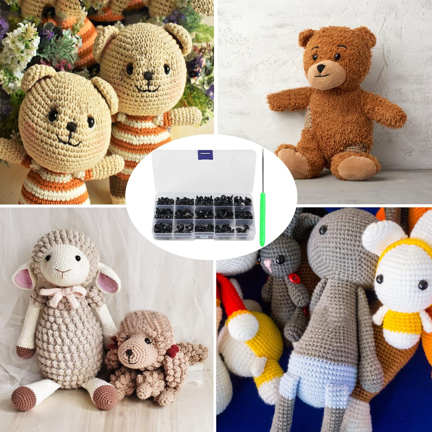 Buy now Yexixsr 566PCS Safety Eyes and Noses for Amigurumi, Stuffed Crochet Eyes with Washers, Craft Doll Eyes and Nose for Teddy Bear, Crochet Toy, Stuffed Doll and Plush Animal (Various Sizes) at indiglob india