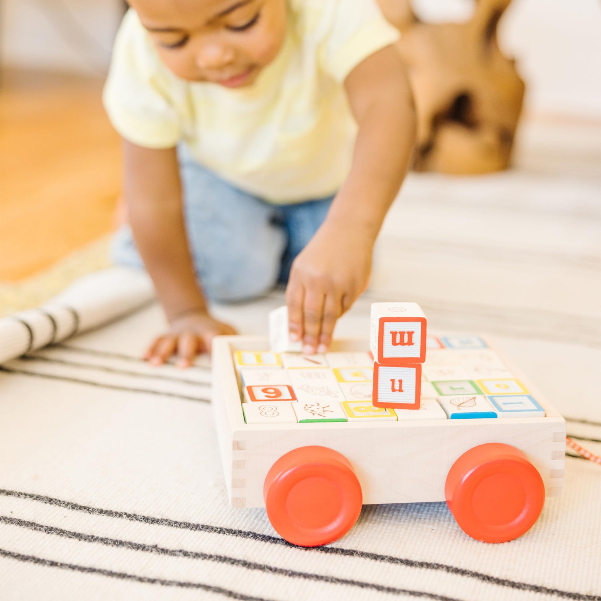 Buy now Melissa & Doug Classic ABC Wooden Block Cart Educational Toy with 30 1-Inch Solid Wood Blocks, Multicolor at indiglob india
