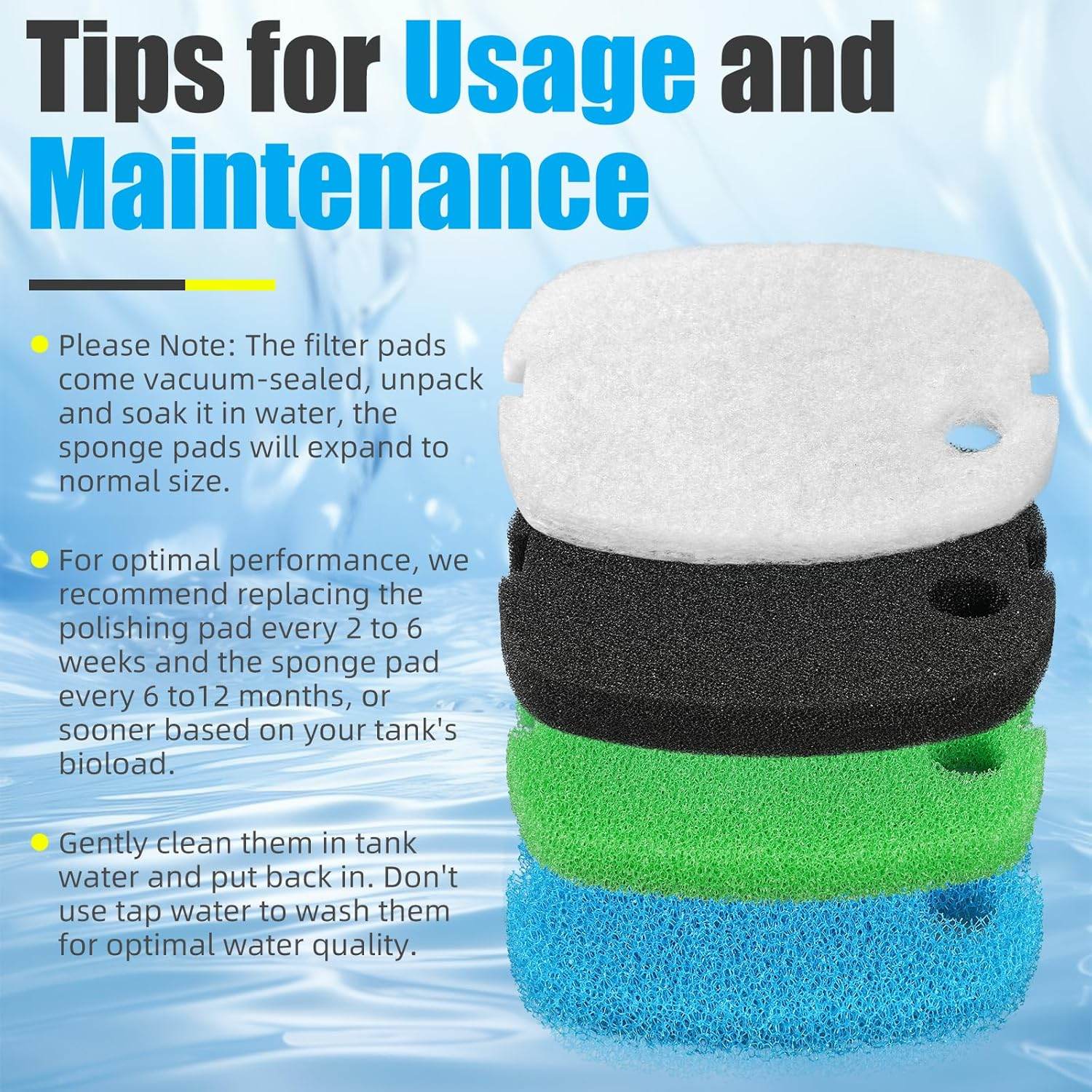 AQUANEAT Replacement Canister Filter Pads Compatible with SUNSUN HW-302 Aquarium Filter Media Sponge Floss - My Store
