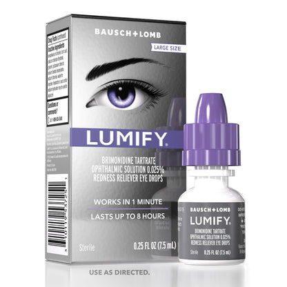 Buy now LUMIFY Eye Drops for Red Eyes, Redness Reliever for Brighter Looking Eyes, Works in 1 Minute & Lasts Up to 8 Hours, Eye Drops, 0.25 Fl Oz (7.5mL) at indiglob india