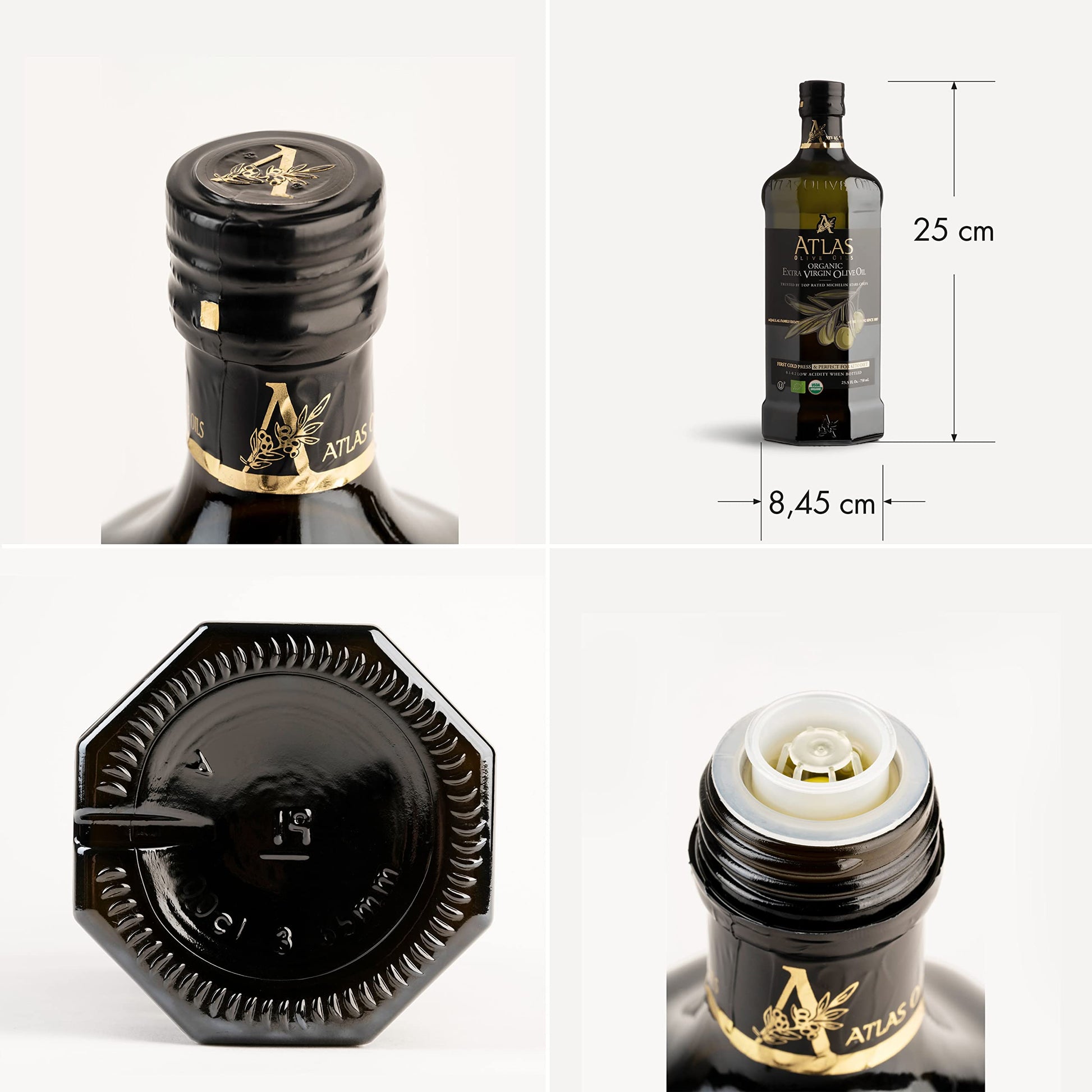 Buy now Atlas 750 mL Organic Cold Press Extra Virgin Olive Oil in Glass Bottle, Polyphenol Rich from Morocco | Newly Harvested Unprocessed from One Single Family Farm | Moroccan EVOO Trusted by Award-Winning Chefs at indiglob india