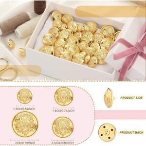 40 Pcs Metal Blazer Button Set Vintage Gold Buttons Sewing Buttons Gold Buttons Emblem Shank Buttons for Blazer Brass Buttons for Blazer Suits Sport Coat Uniform Jacket (10)