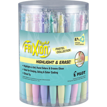 Pilot FriXion Light Pastel Erasable Highlighters, Chisel Tip, Pack of 5, Blue, Pink, Yellow, Green & Purple Aesthetic Highlighters - Ideal for School, Journaling, and Office Use