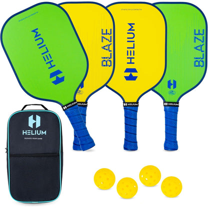Helium Pickleball Paddles Set of 4 - USAPA Certified - Graphite Fiberglass Surface, Lightweight Honeycomb Core