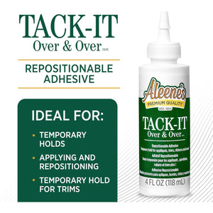 Aleene's Tack-It Over & Over Liquid Glue 4 fl oz, Repositionable and Removable Adhesive, Clear