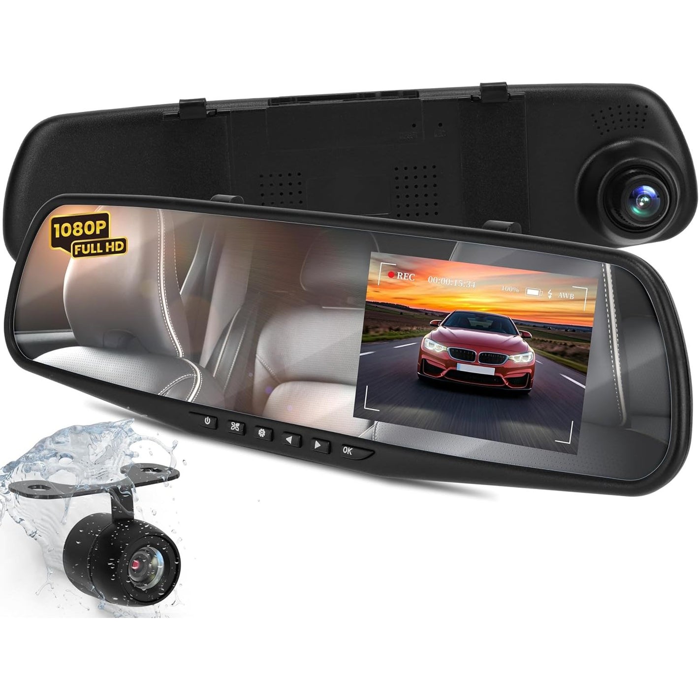 Buy now Pyle Dash Cam Front and Rear - HD 720p Dual Camera Car Video System with Rearview Mirror Attachment, Waterproof Backup Cam, 4.5’’ Display, G-Sensor, DVR Recording, Easy Plug-and-Play Setup at indiglob india
