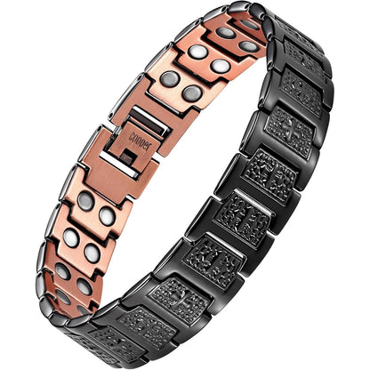 Jecanori Pure Copper Bracelet for Men, Ultra Strength Magnetic Cross Bracelets for Men, Mens Copper Cross Bracelet, Jewelry Gift with Sizing Tool