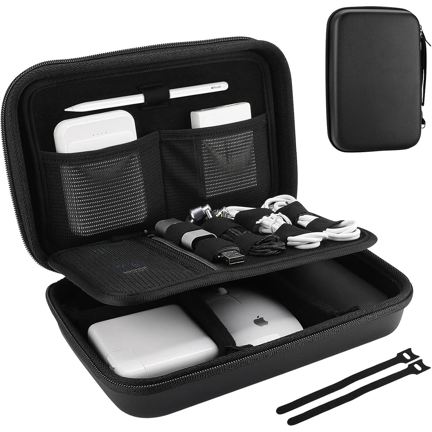 ProCase Hard Travel Electronic Organizer Case for MacBook Power Adapter Chargers Cables Power Bank Apple Magic Mouse Apple Pencil USB Flash Disk SD Card Small Portable Accessories Bag