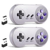 2 Pack 2.4 GHz Wireless USB Controller Compatible with SNES Games, SNES Retro USB PC Super Classic Controller for Windows PC MAC Linux Genesis Raspberry Pi Retropie (Multicolored Keys) - Purple/Grey