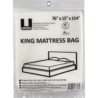 uBoxes Moving Supplies King Mattress Cover/Bag 76" x 15" x 104", Clear